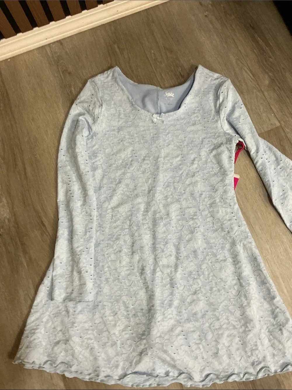 Justice Light Blue Floral Lace Scoop Neck Tunic